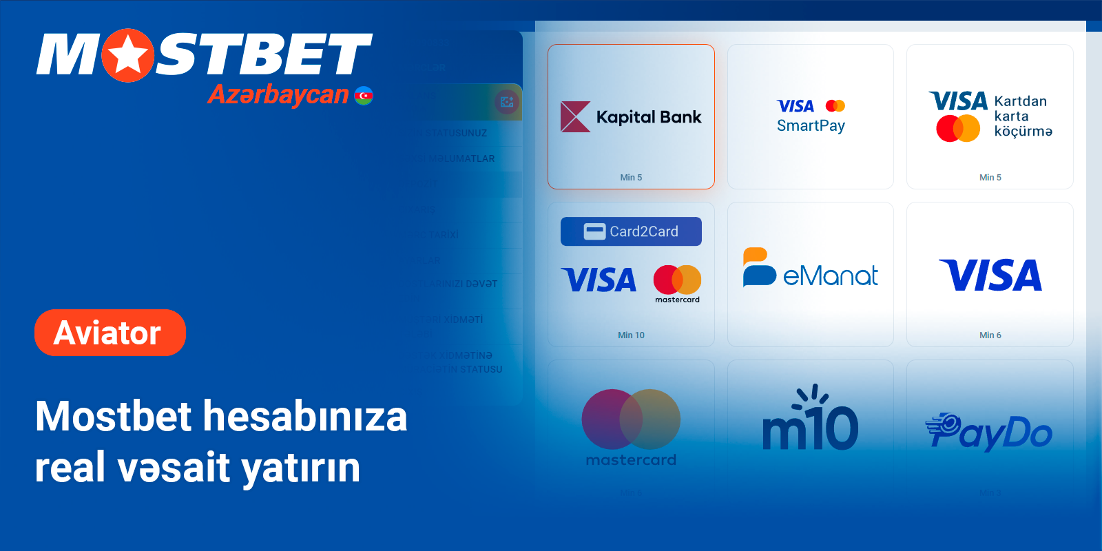 Hesabınıza pul yatırın - Mostbet