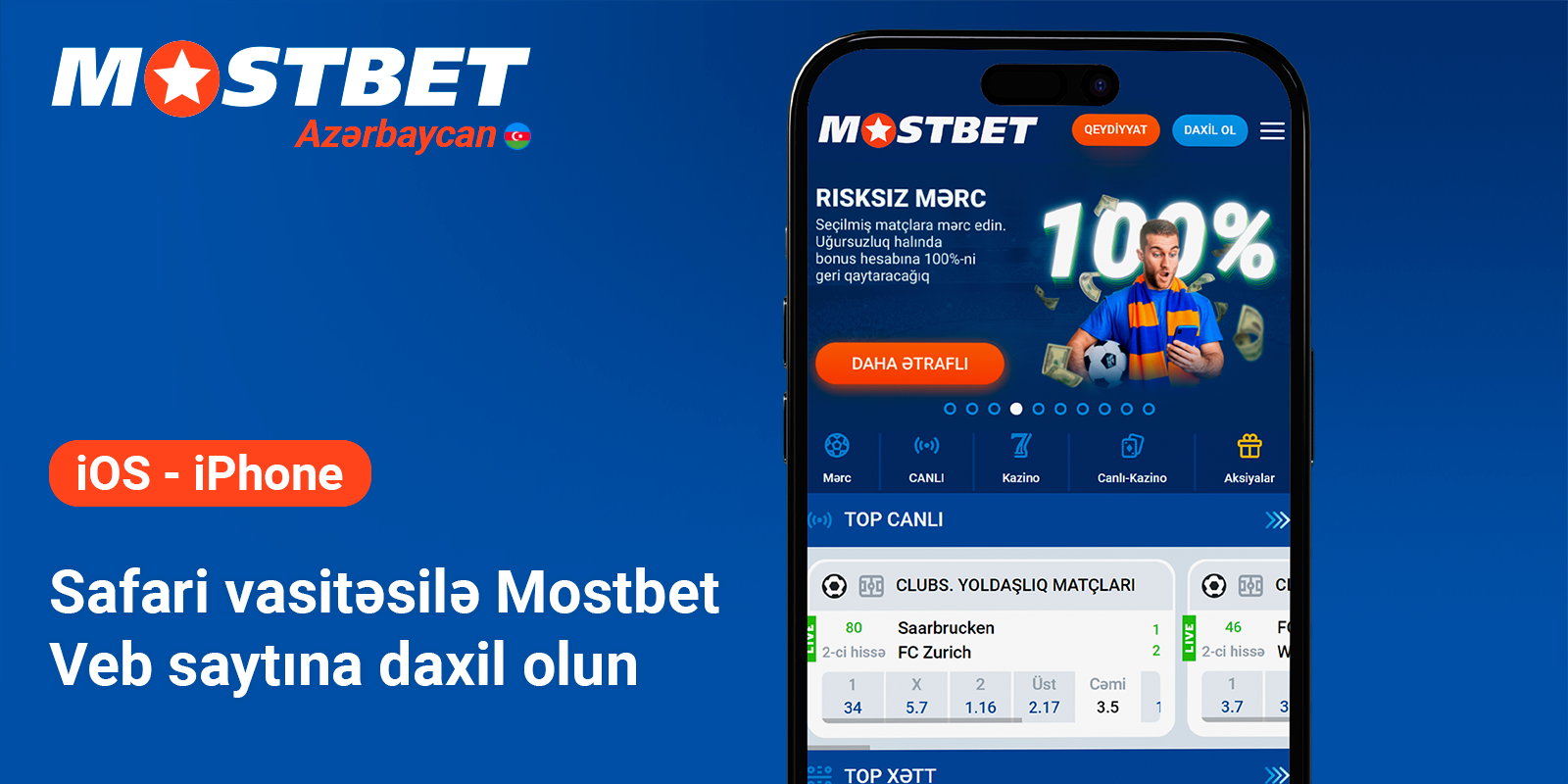 iOS-da Mostbet veb saytını açın