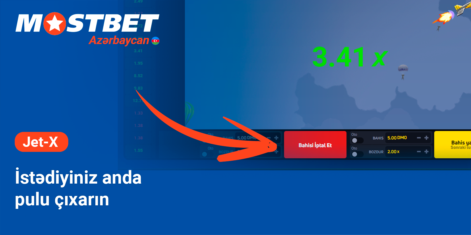 Təyyarə partlamadan əvvəl pulu çıxarın - Mostbet