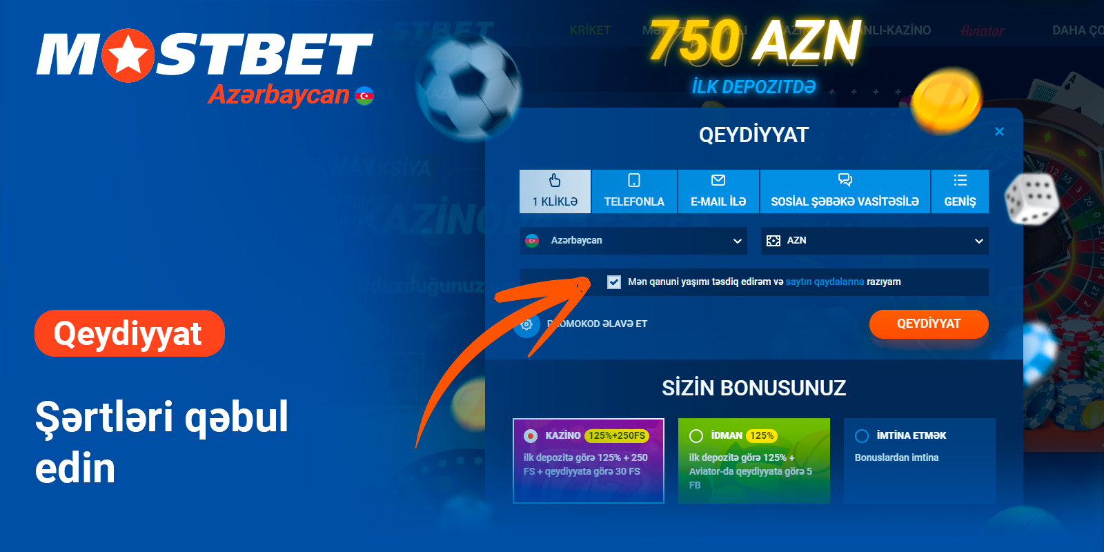Şərtləri və qanuni yaşınızı təsdiqləyin - Mostbet