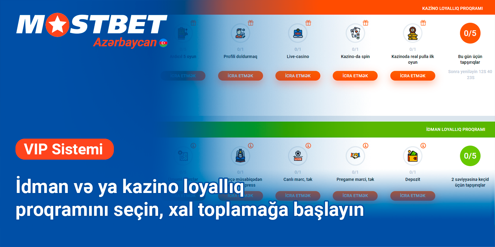 Casino və ya idman loyallıq proqramları arasında seçim edin və ya hər ikisini seçin - Mostbet